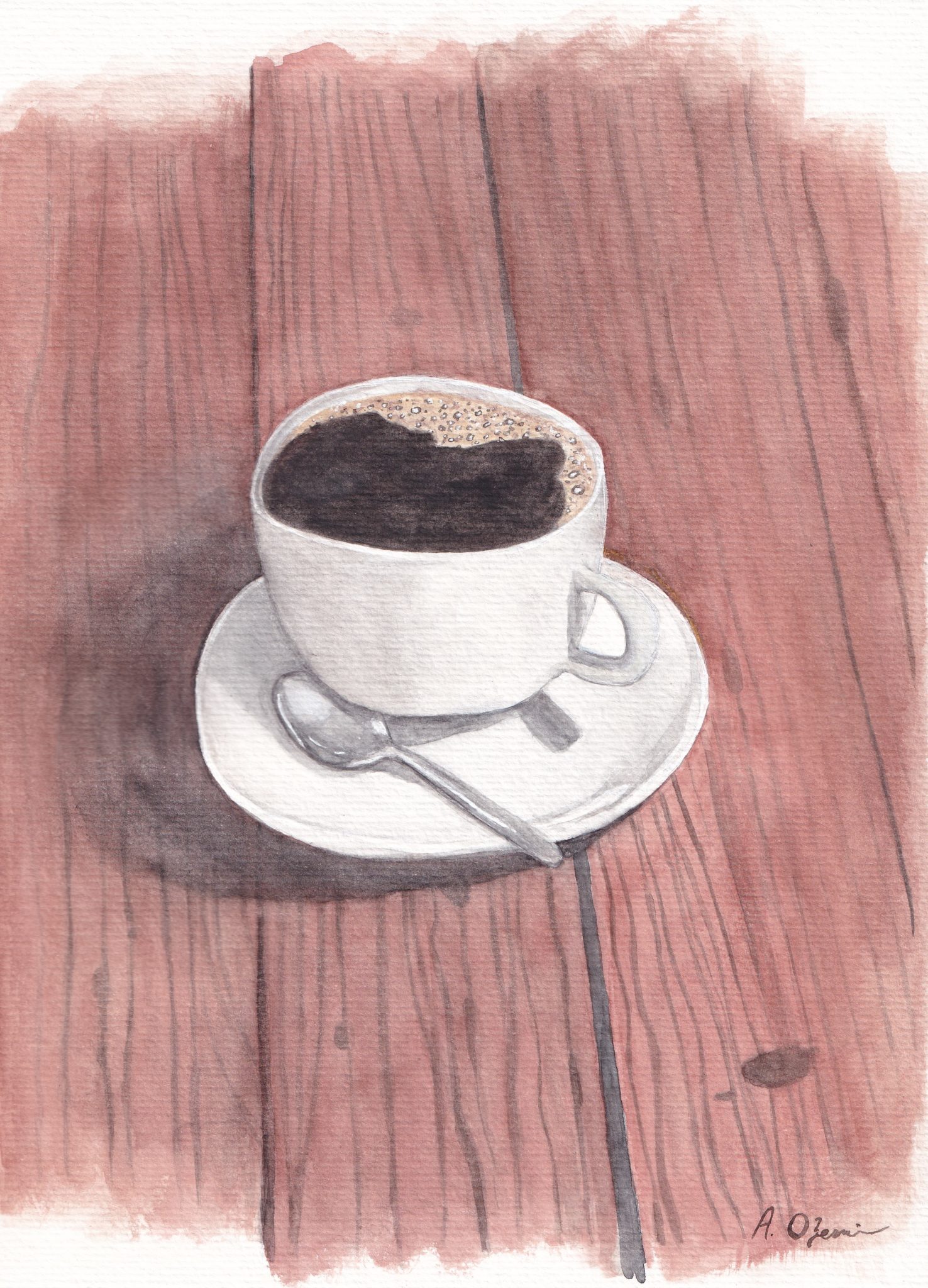 Malerei cafe kaffee im tasse Bakerei Lebensmittel Essen Kunst aquarell Kunst Rems Murr Kreis Sulzbach an der Murr Alice Obermeier