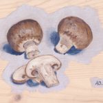 Malerei Pilze champignons lila pop art Gemälde Essen Lebensmittel Kunst auf Holz Ölgemälde Rems Murr Kreis Sulzbach an der Murr Alice Obermeier