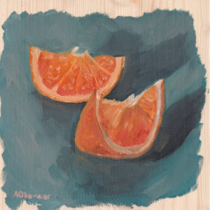 Malerei orangen frühstück pop art blau cafe Gemälde Essen Lebensmittel Kunst auf Holz Ölgemälde Rems Murr Kreis Sulzbach an der Murr Alice Obermeier
