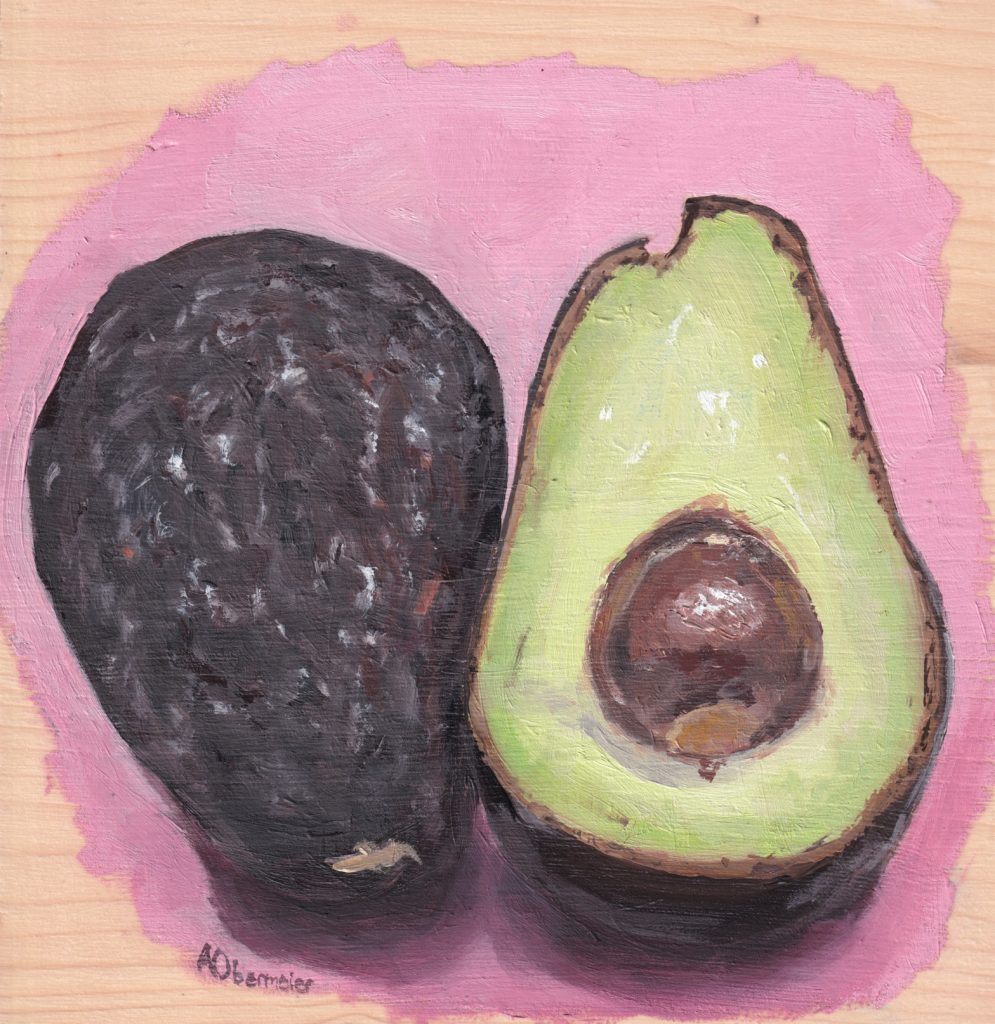Malerei avocado pink pop art Gemälde Essen Lebensmittel Kunst auf Holz Ölgemälde Rems Murr Kreis Sulzbach an der Murr Alice Obermeier