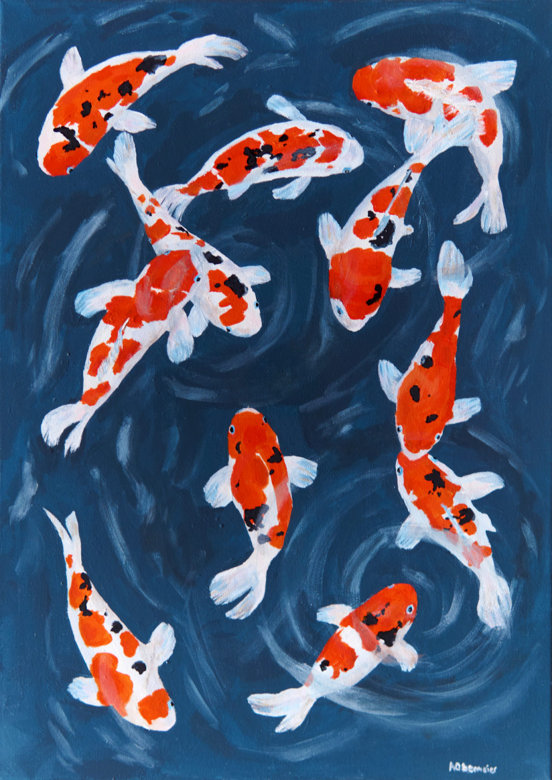 Malerei Koi Fische Gemälde Tiere Kunst Acryl Original auf Leinwand Rems Murr Kreis Sulzbach an der Murr Alice Obermeier