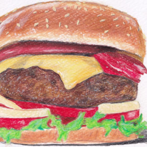 Burger Restaurant Kunst Malerei Buntstift Alice Obermeier Sulzbach an der Murr Rems Murr Kreis