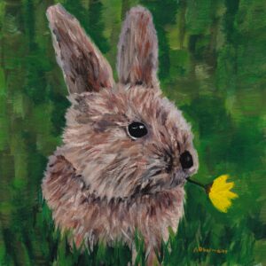 Malerei baby kaninchen im gras hase garten grün tiere kinderzimmer Kunst Acryl Gemälde Kunst Rems Murr Kreis Sulzbach an der Murr Alice Obermeier