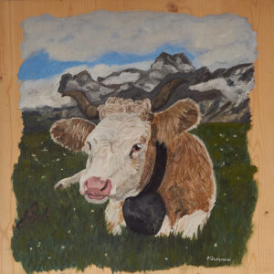 Kuh Tiere Kunst Ölgemälde auf Holz Rems Murr Kreis Sulzbach an der Murr Alice Obermeier