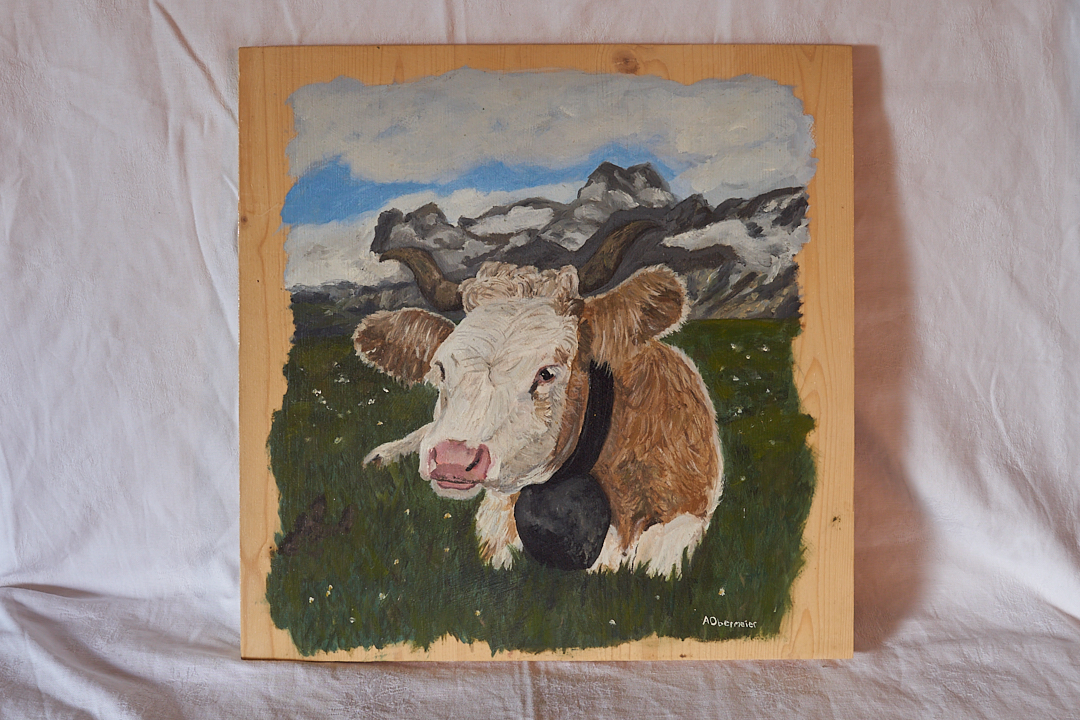 Kuh Tiere Kunst Original Ölgemälde auf Holz Alice Obermeier Sulzbach an der Murr Rems Murr Kreis
