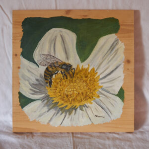 Malerei Biene auf Blume Tiere Kunst Original Ölgemälde auf Holz Alice Obermeier Sulzbach an der Murr Rems Murr Kreis