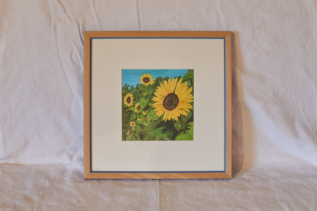Malerei Sonnenblumen Kunst Gouache Original auf Holz Rems Murr Kreis Sulzbach an der Murr Alice Obermeier