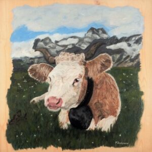 Kuh Tiere Kunst Malerei Ölgemälde auf Holz Alice Obermeier Sulzbach an der Murr Rems Murr Kreis